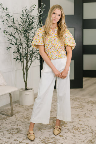 Among the Flowers Balloon Sleeve Blouse