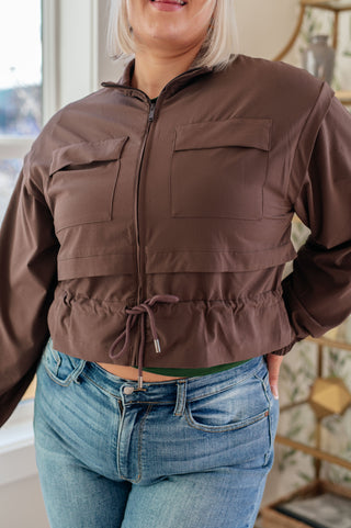 Coffee Run Cropped Jacket in Brown