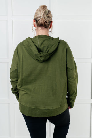 Cabin Air Snap Hooded Pullover in olive