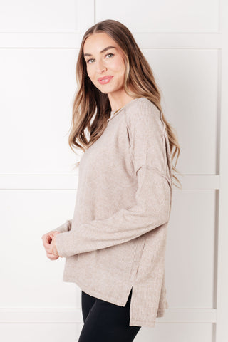 Basic Ribbed Hacci Sweater in H Mocha