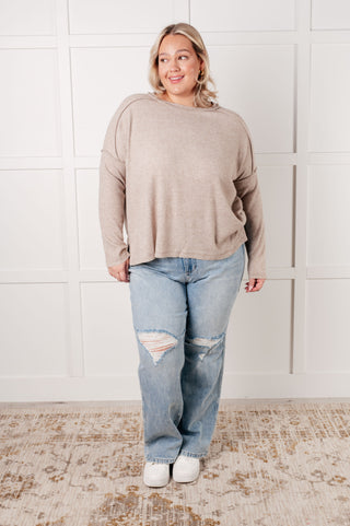 Basic Ribbed Hacci Sweater in H Mocha