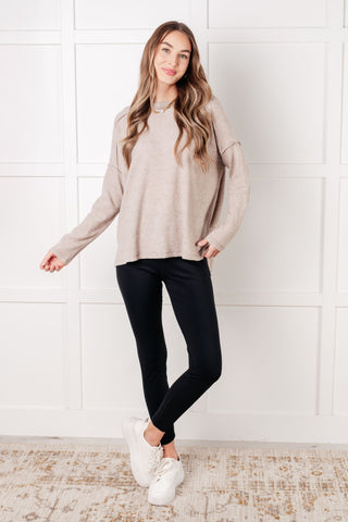 Basic Ribbed Hacci Sweater in H Mocha