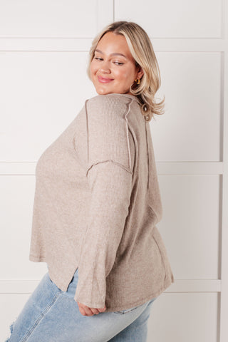 Basic Ribbed Hacci Sweater in H Mocha