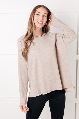 Basic Ribbed Hacci Sweater in H Mocha