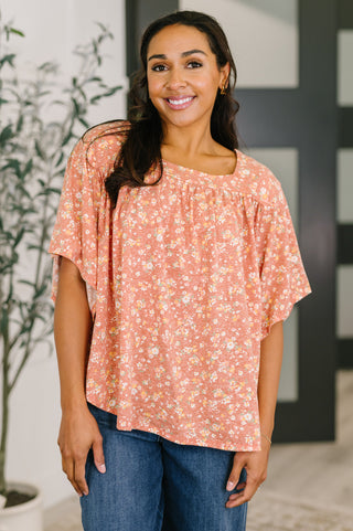 Easy Breeze Floral Square Beck Top in Dusty Rose