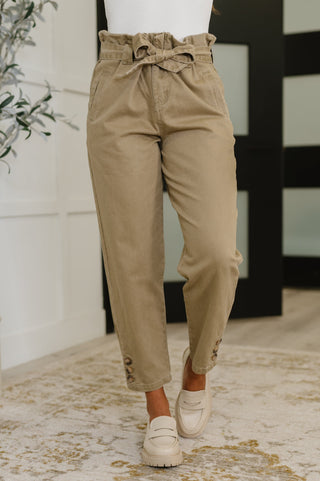 The Canyon Paper Bag High Waist Trousers in Khaki