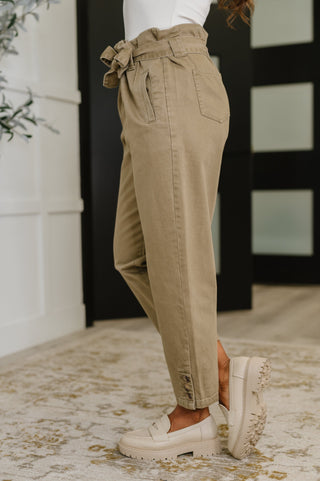 The Canyon Paper Bag High Waist Trousers in Khaki