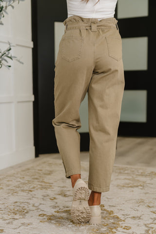 The Canyon Paper Bag High Waist Trousers in Khaki