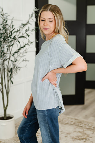 Lived-In Mineral Wash Top in Light Grey