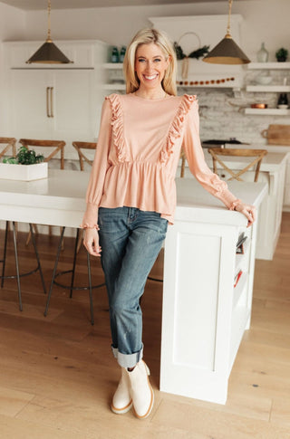 Long sleeve Ruffle front blouse