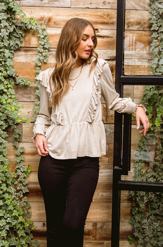 Ruffled Lined Top In Seashell