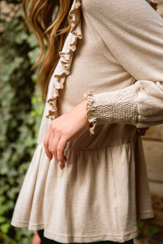 Ruffled Lined Top In Seashell