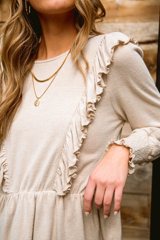 Ruffled Lined Top In Seashell