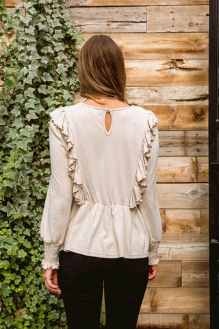 Ruffled Lined Top In Seashell