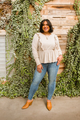 Ruffled Lined Top In Seashell