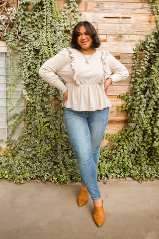 Ruffled Lined Top In Seashell