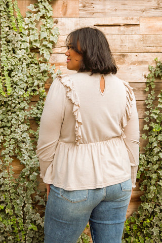 Ruffled Lined Top In Seashell