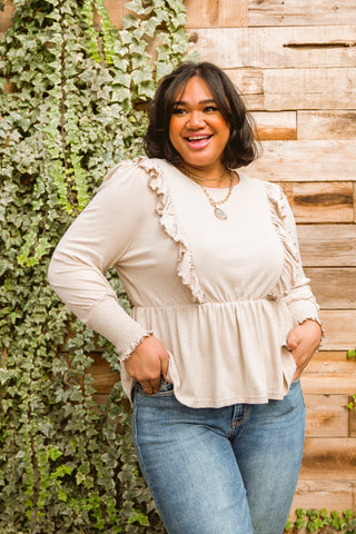 Ruffled Lined Top In Seashell