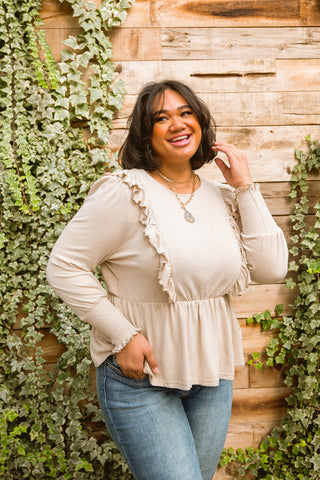 Ruffled Lined Top In Seashell