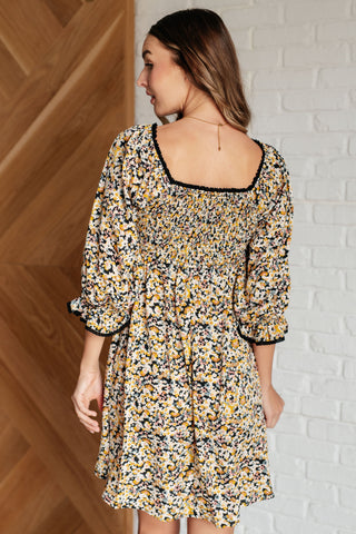 Whispering Sands Floral Babydoll V-Neck Dress