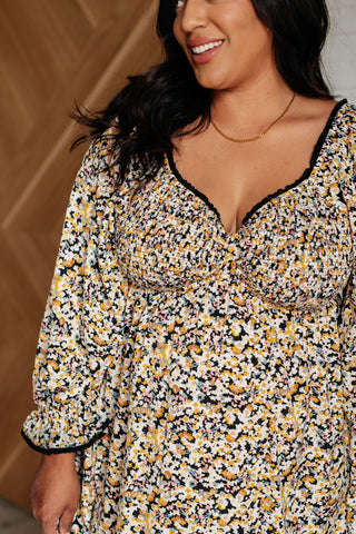 Whispering Sands Floral Babydoll V-Neck Dress
