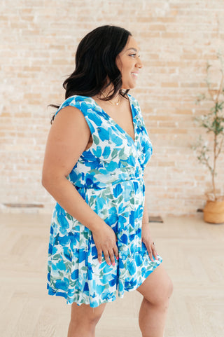 Still Waters Bloom V-Neck Dress in Blue