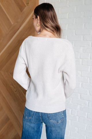 Ribbed Knit V Neck Sweater