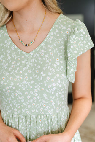 Flutter Sleeve Dress in Sage