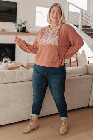 Boho Drift Mixed Print Hoodie