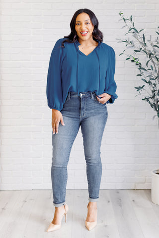 Keyhole Tie Detail Blouse