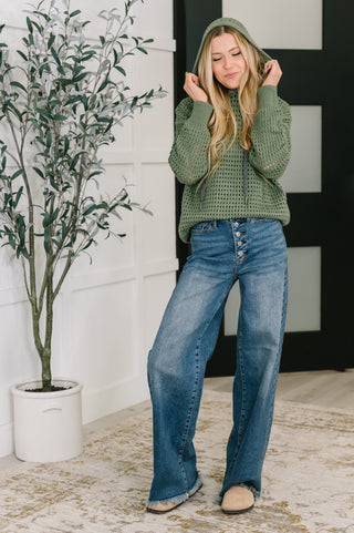 Cozy Open-Weave Popover Hoodie