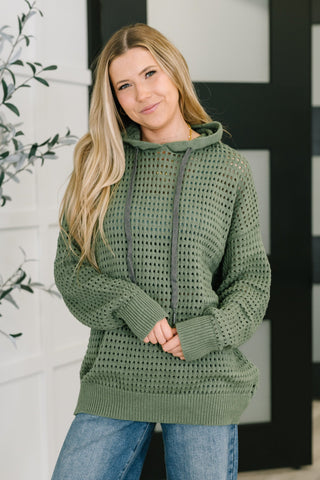 Cozy Open-Weave Popover Hoodie