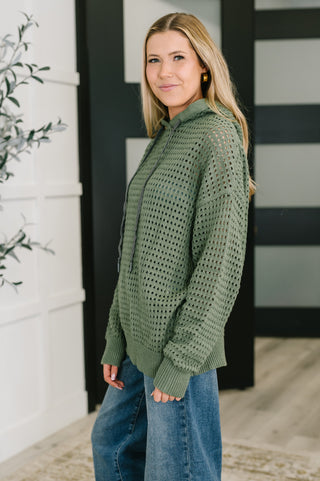 Cozy Open-Weave Popover Hoodie