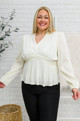 Tea Rose V Neck Blouse in White