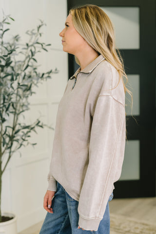 The Weekend Half Zip Pullover in Ash Mocha