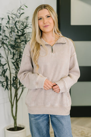The Weekend Half Zip Pullover in Ash Mocha