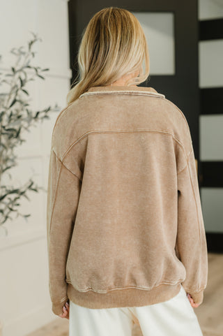The Weekend Half Zip Pullover in Deep Camel