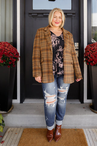 World Traveler Plaid Blazer