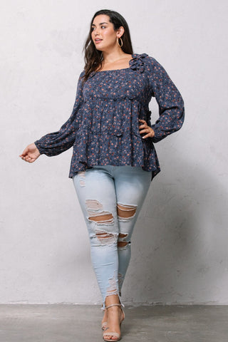 Floral Tiered Woven Top
