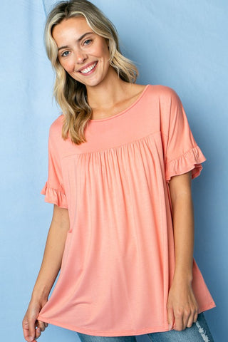 SOLID RUFFLED SL BABY DOLL TOP