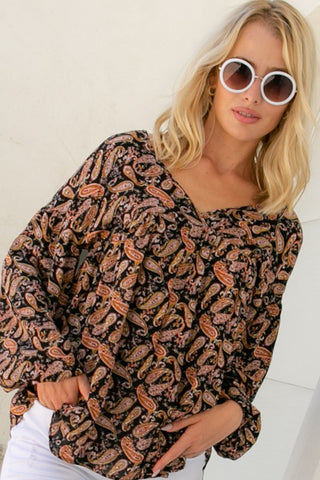 PLUS PAISLEY BABY DOLL TOP