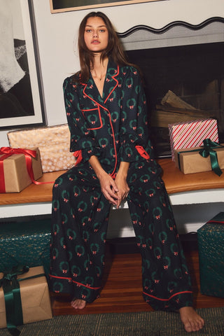 Wreath Print Pajama Pants