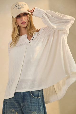 Textured Knit Henley Thermal Top
