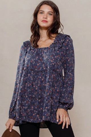 Floral Tiered Woven Top
