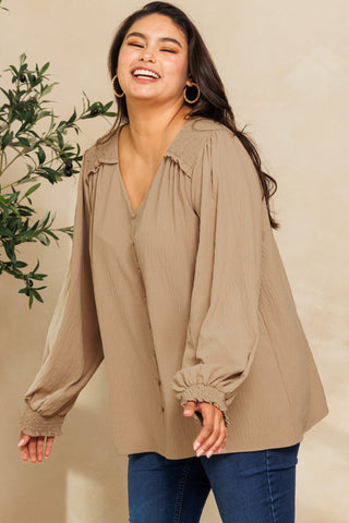Sold Long Puff Sleeve Woven Top