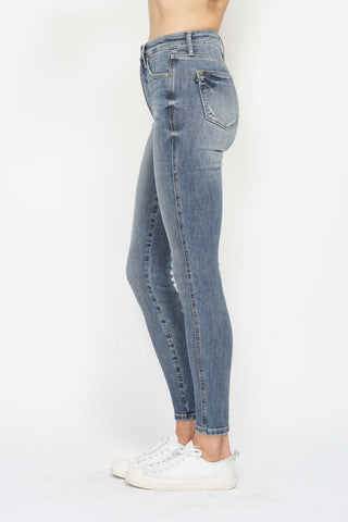 Judy Blue High Waisted Tummy Control Hem Destroy Skinny Jeans
