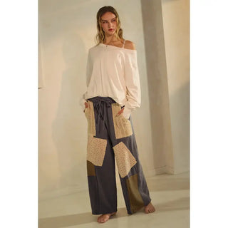 Patchwork Wide Leg Pants