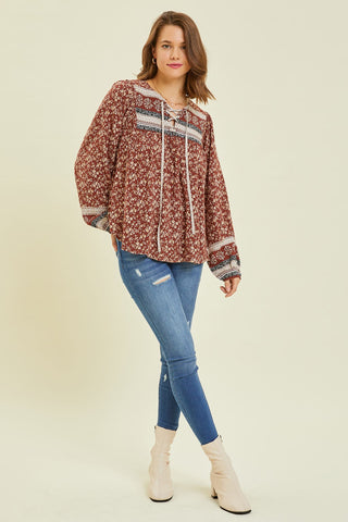 Floral Border Printed Top
