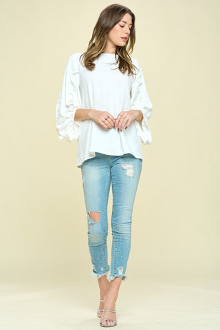 Textured Solid Woven Top