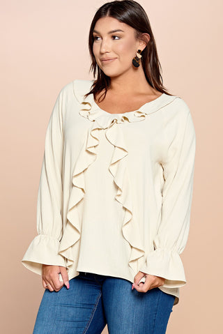 Ruffle Detailed Woven Loose Fit Top